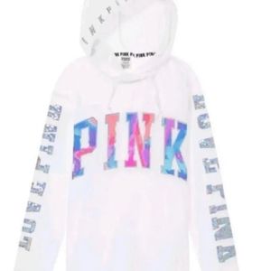 RARE VS PINK WATERCOLOR SEQUIN BLING HOODIE